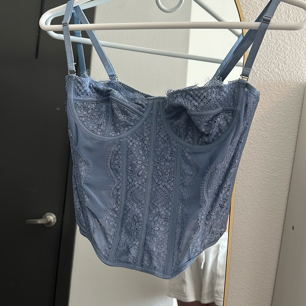 Blue Lace Corset Top